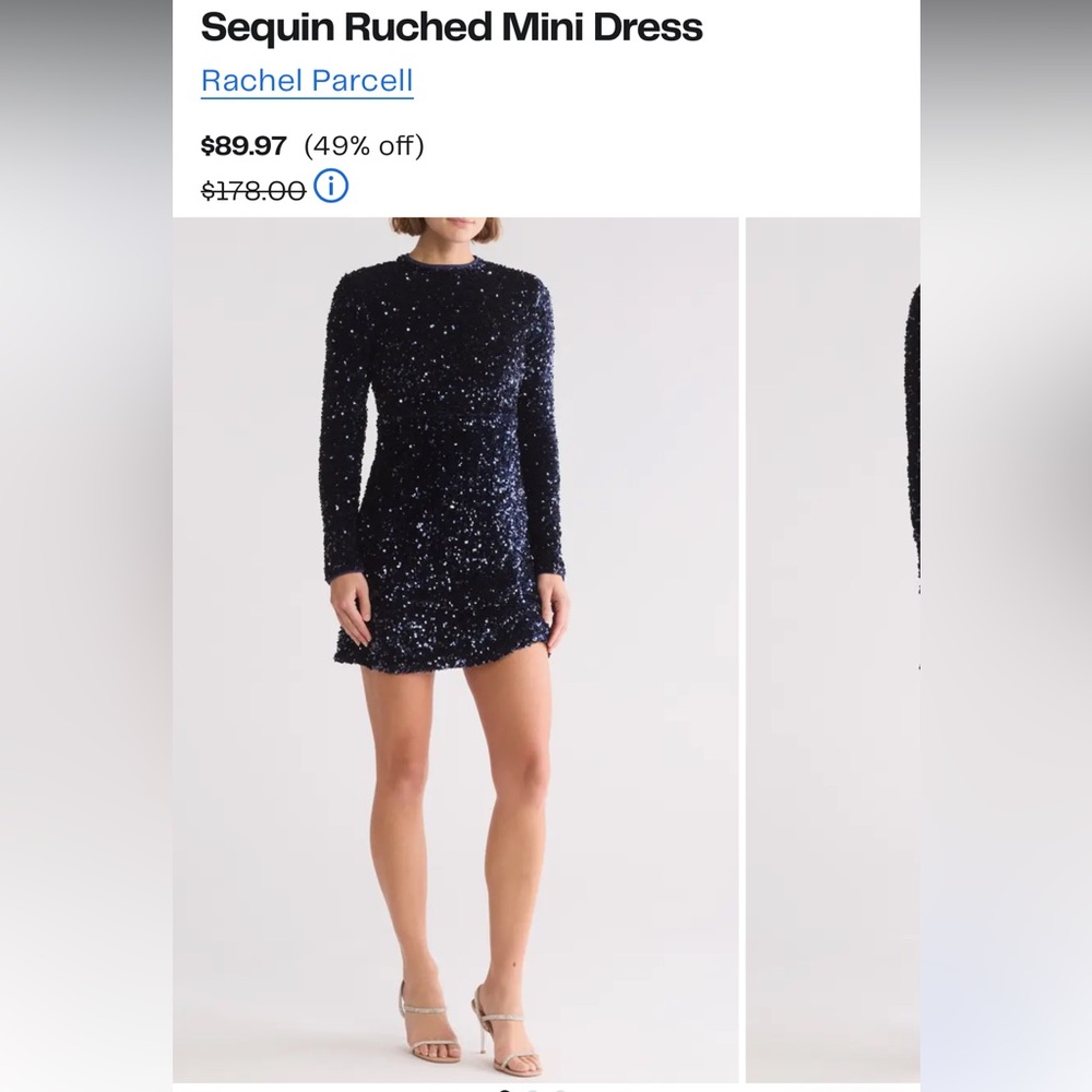 NWT Rachel Parcell Sequin Ruched Mini Dress